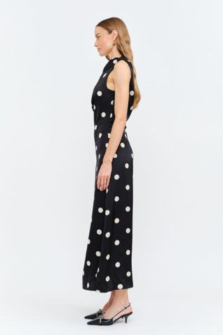 Off-the-Shoulder Polka Dot Maxi Dress