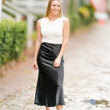 Rhinestone Satin Maxi Skirt