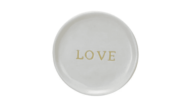 Stoneware Dish w/ Debossed Word Love