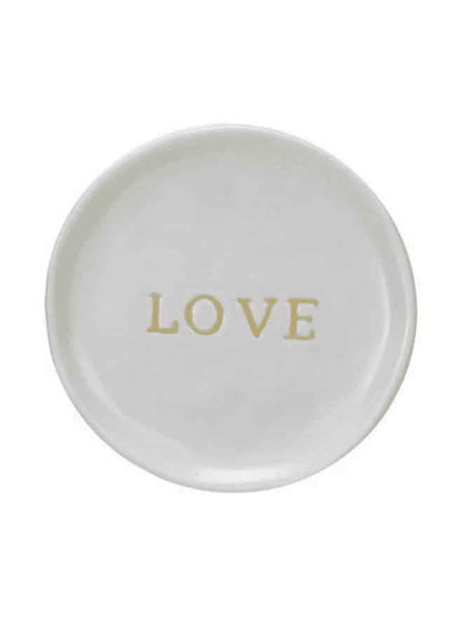 Stoneware Dish w/ Debossed Word Love