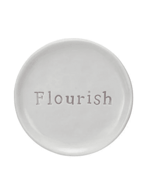 Stoneware Dish w/ Debossed Word Flourish