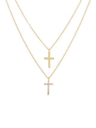 Layered Cross Pendant Necklace