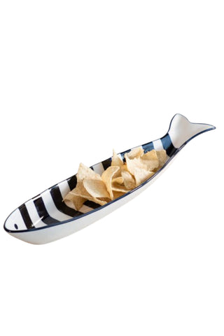 Blue/White Stripe Fish Plate