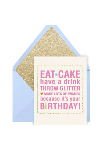 Eat Cake Throw Glitter Birthday Card