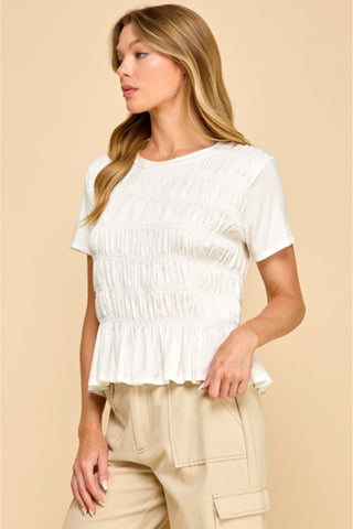 Smocked Short Sleeve Top