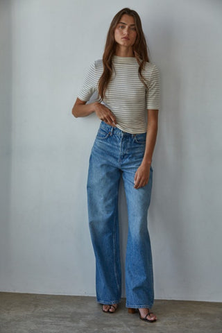 Stripe Mock Neck Top