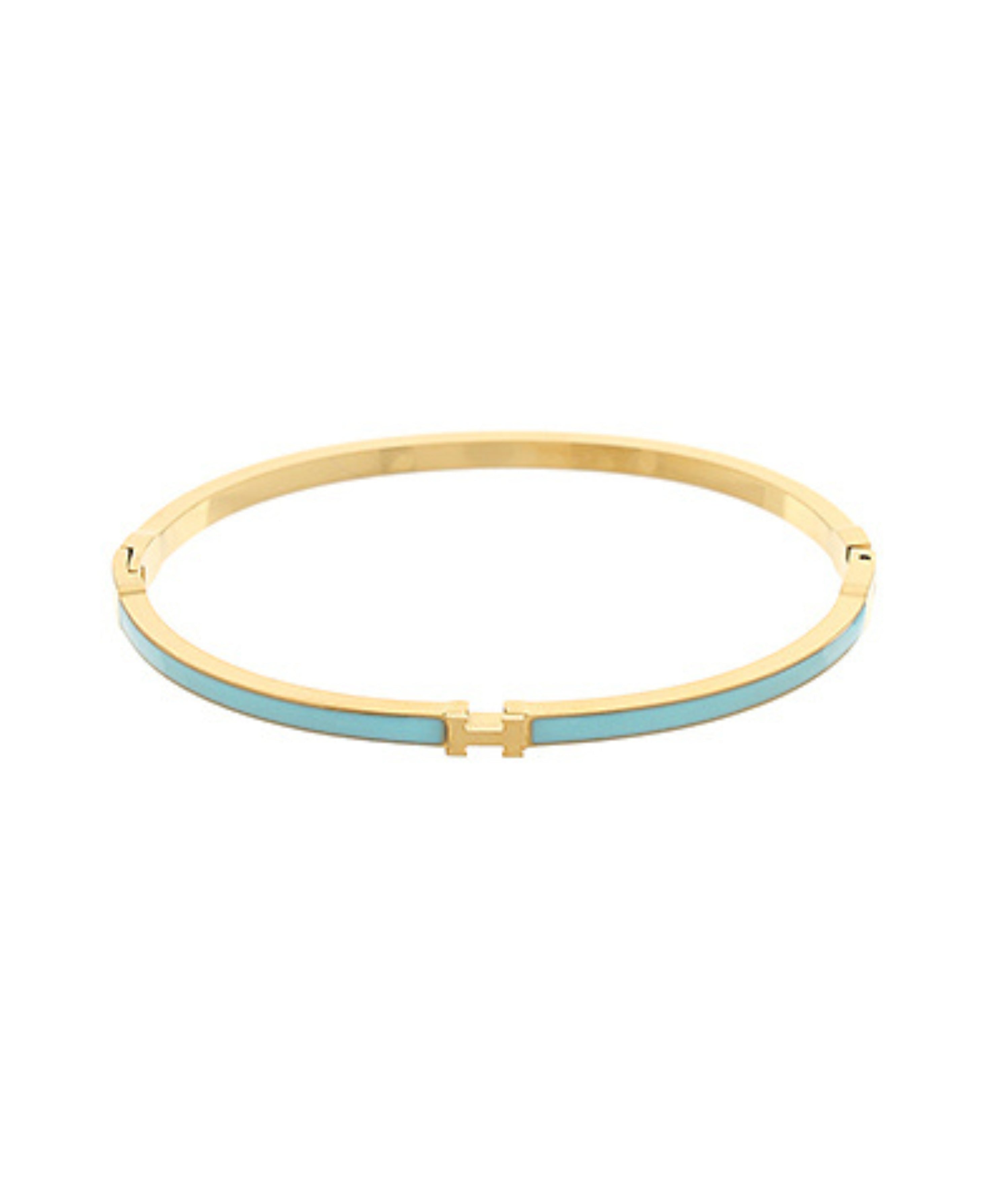 Thin Gold and Light Blue Bangle Bracelet – Stackable Light Blue & Gold Bangle