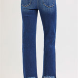 Tummy Control Elastic Band High Rise Crop Straight Jeans