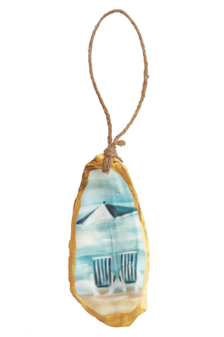 Beach Chairs Oyster Beach Scene Ornament