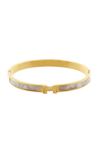 Gold and Pearl Hinge Bangle