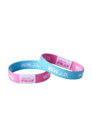 Tap To Pray™ Wristbands - Blue & Pink Wwjd Bracelet