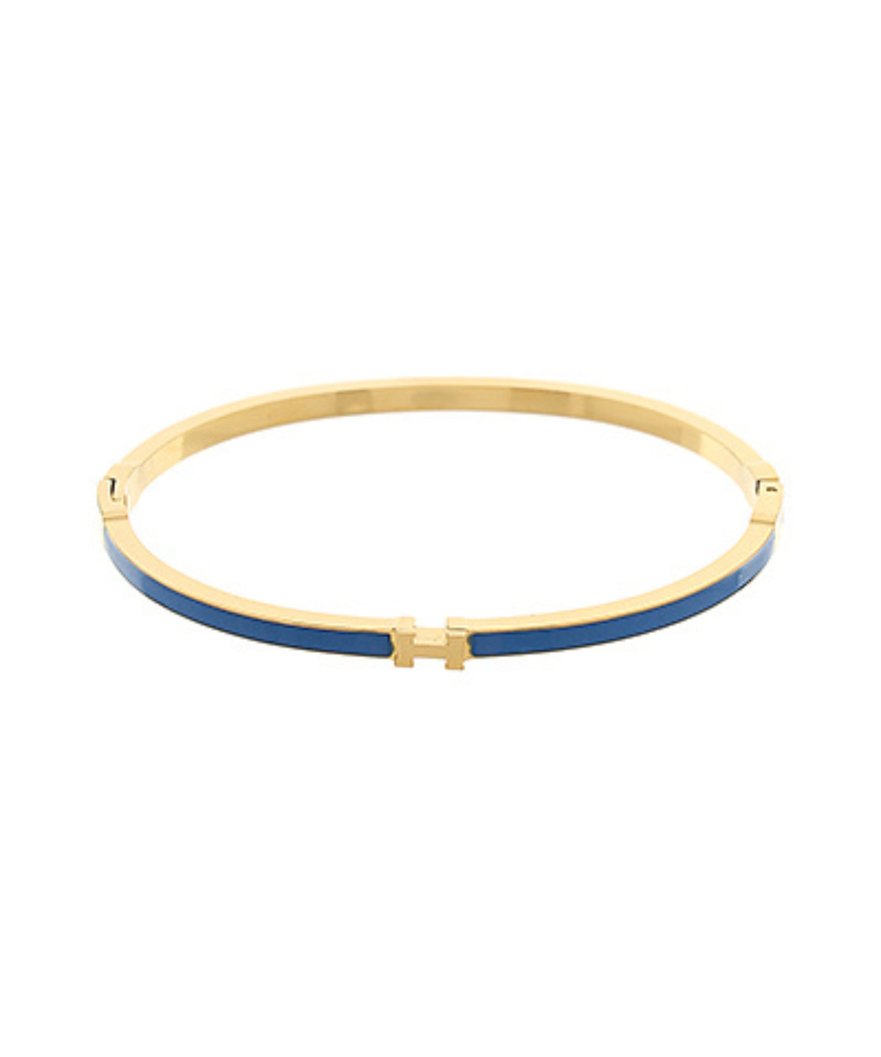 Thin Gold and Royal Blue Bangle Bracelet