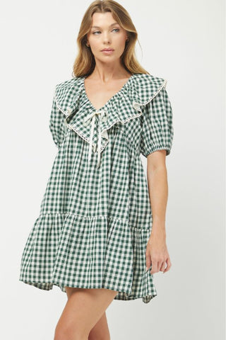 Ruffle and Bow Collar Mini Dress