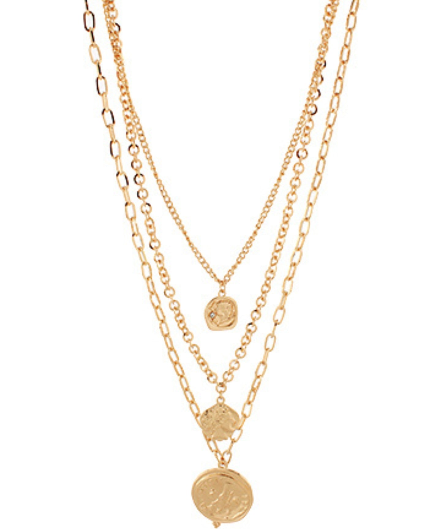 Layered Coin Pendant Necklace Set