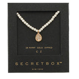 Pave CZ Teardrop Pendant Pearl Necklace