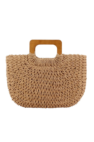 Wooden Handle Woven Purse