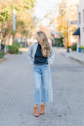 Long Duster Cardigan with Belted Waist