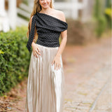 Pleated Metallic Midi Skirt (detail view 2)