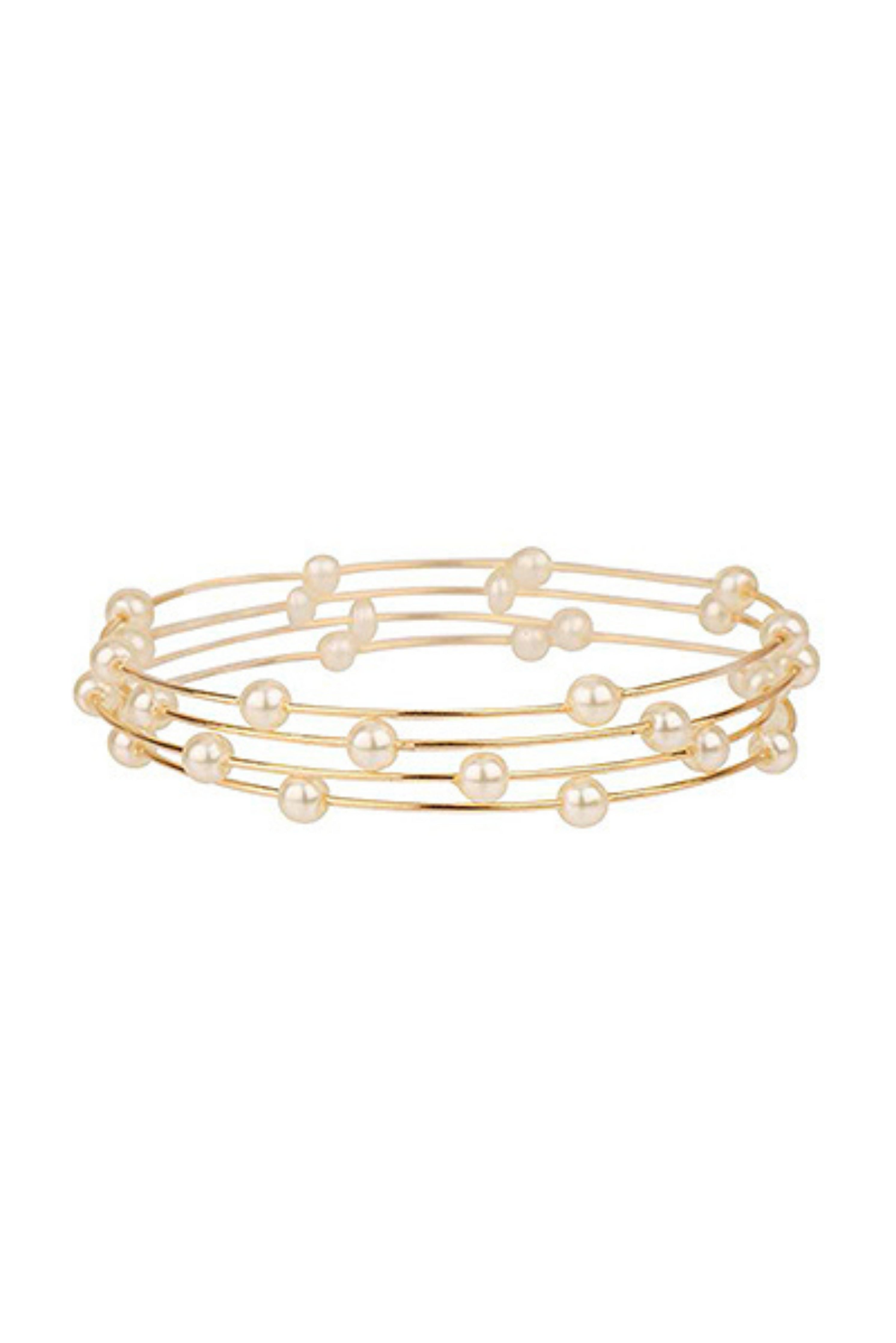 4 Row Pearl Station Stackable Bracelet
