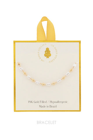 Pearl & Metal Bead Chain Bracelet