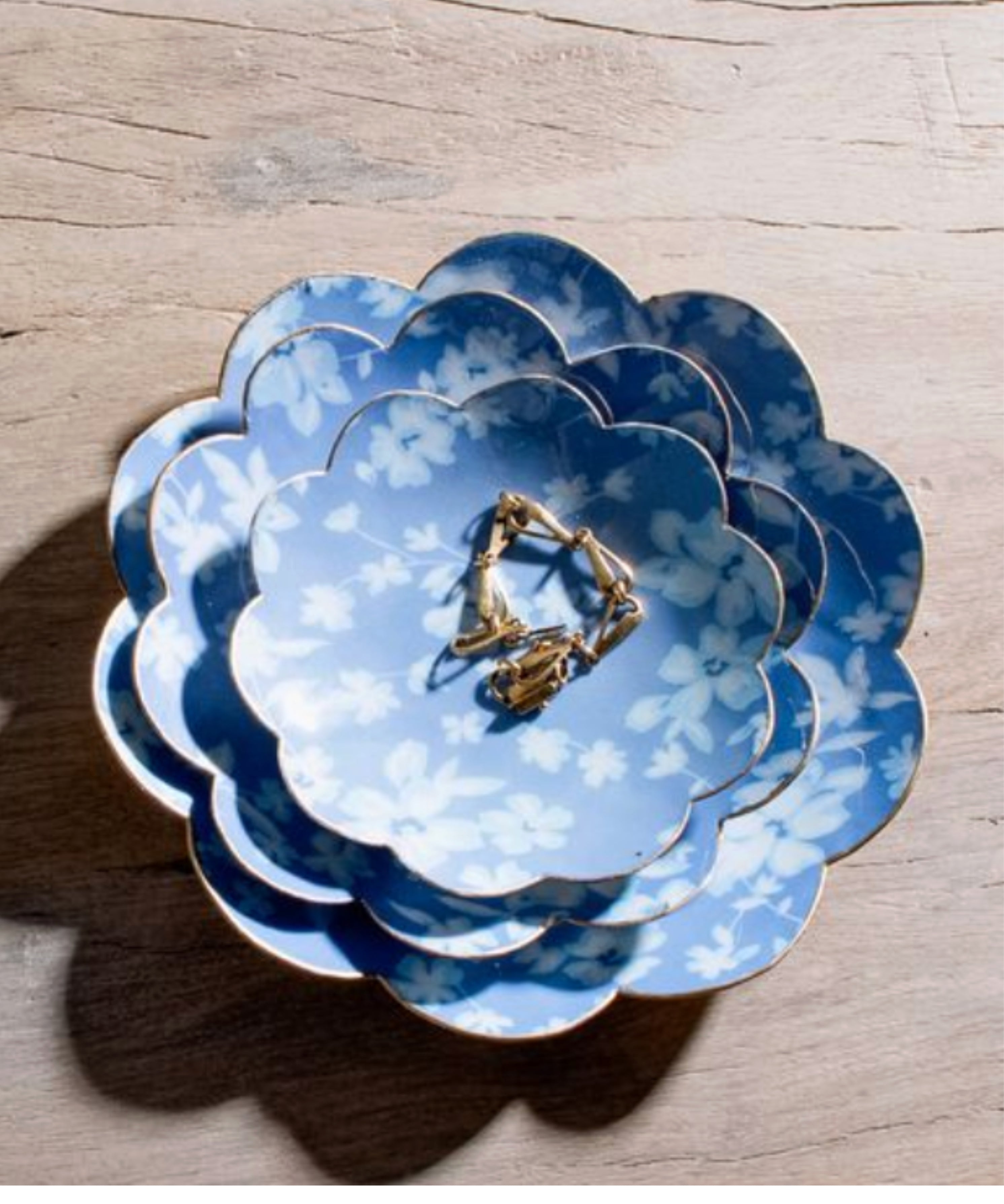 Blue Floral Round Trays