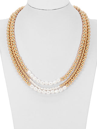 Layered Bead & Pearl Necklace