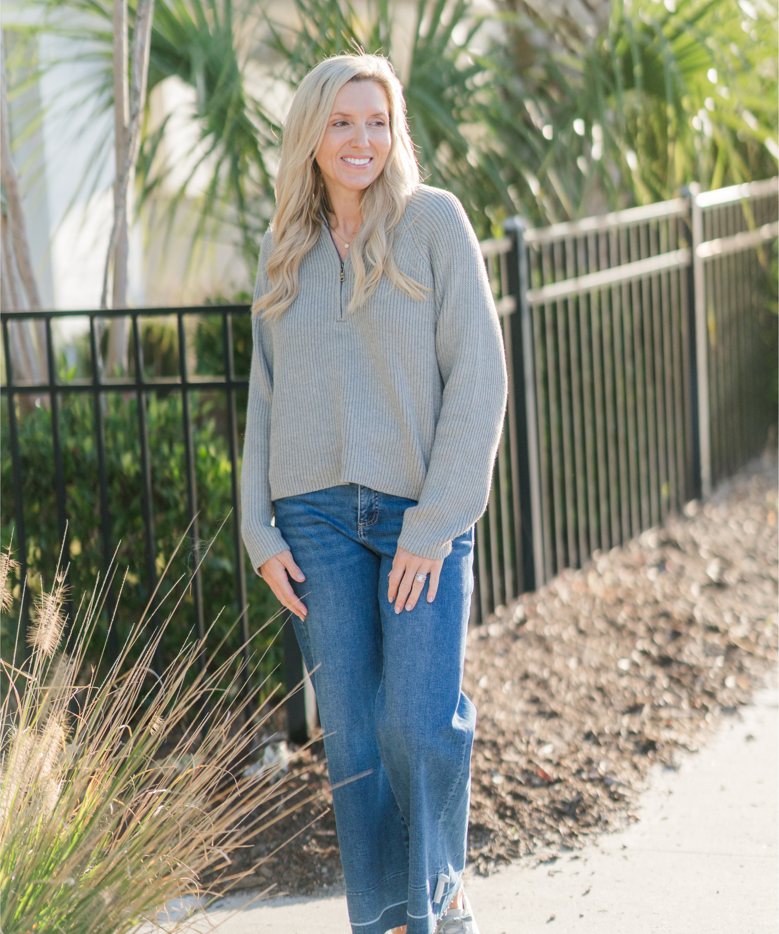 Quarter Zip Ribbed Knit Sweater (detail view 2)