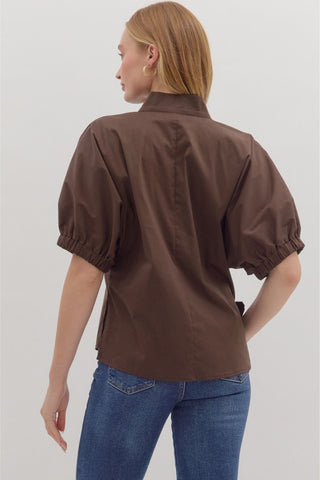 V-Neck Cinch Sleeve Top