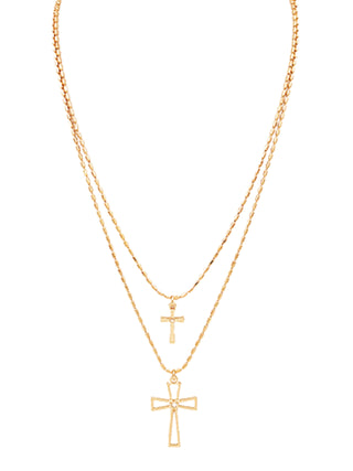 Double Layer Cross Necklace