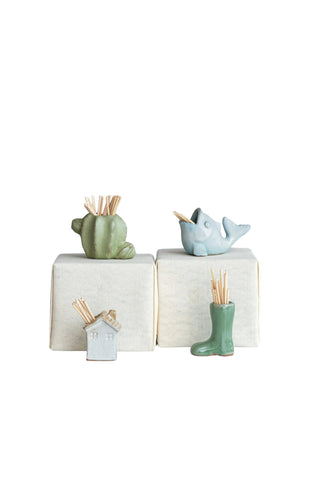 Stoneware House Shaped Toothpick Holder