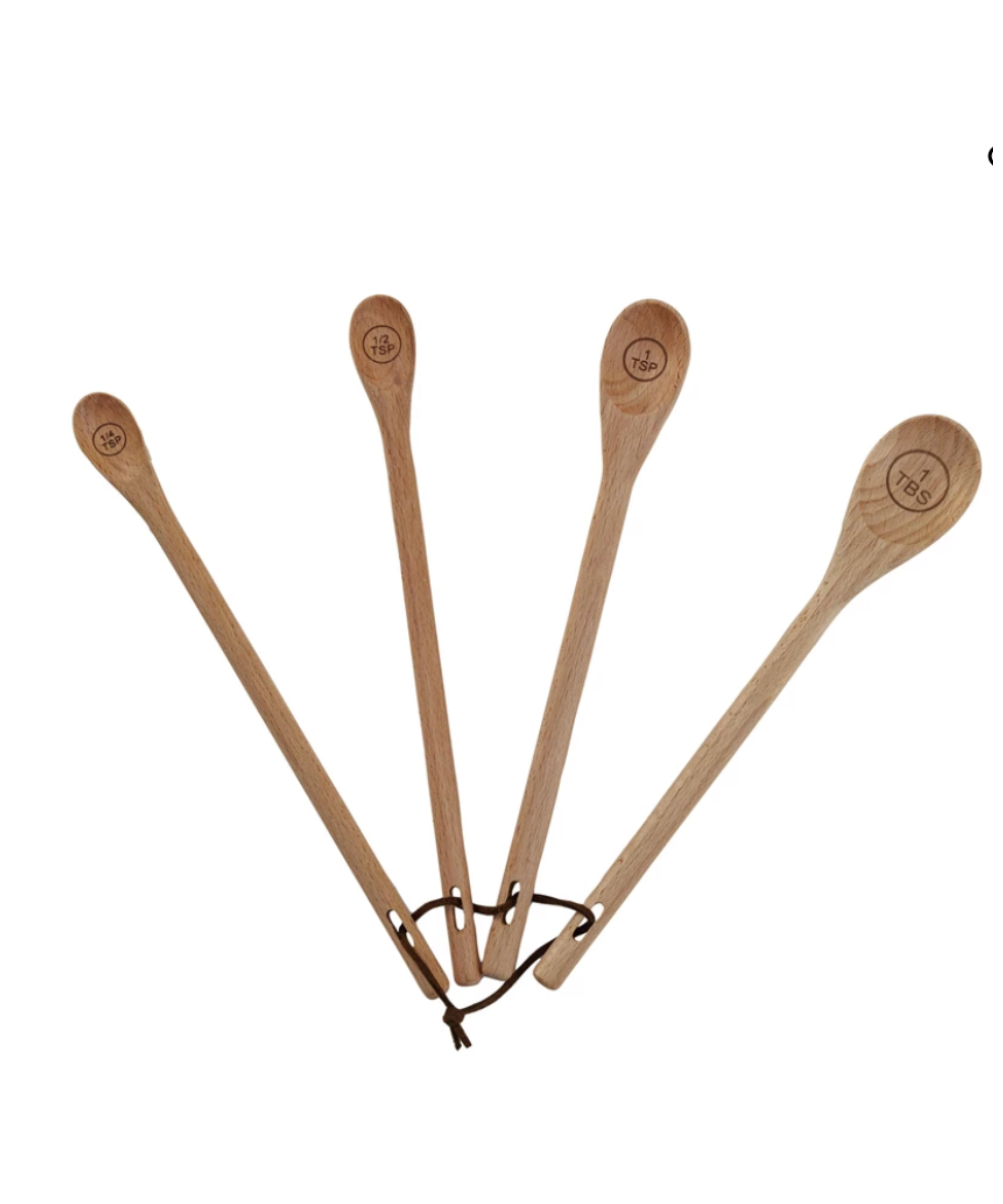 Carved Beech Wood Measuring Spoons Set