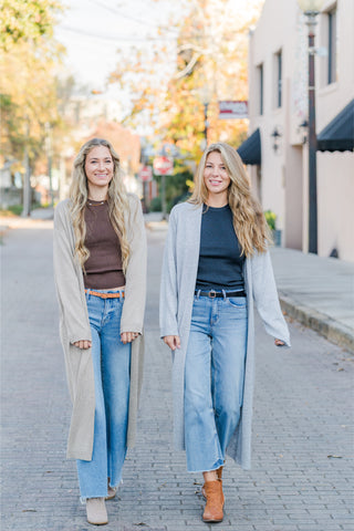 Long Duster Cardigan with Belted Waist