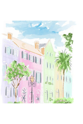 Watercolor Rainbow Row - Art Print by Rebecca Illustrated