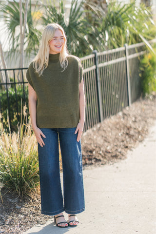 Sleeveless Mock Neck Knit Top