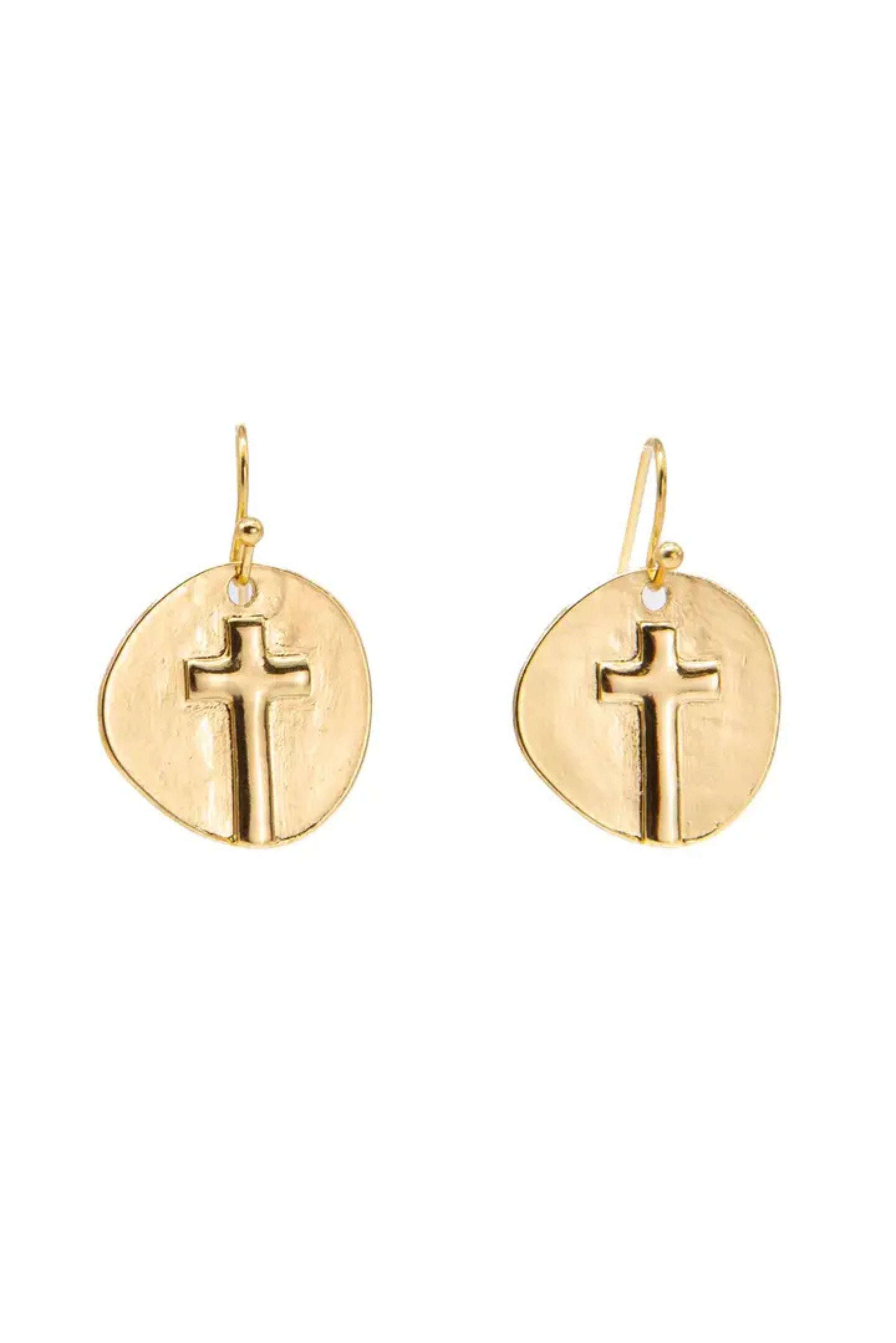 Ascension Cross Earrings – Gold Cross Dangle Earrings Religious Gift