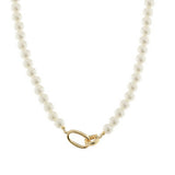 Pearl Bead Oval Link Necklace
