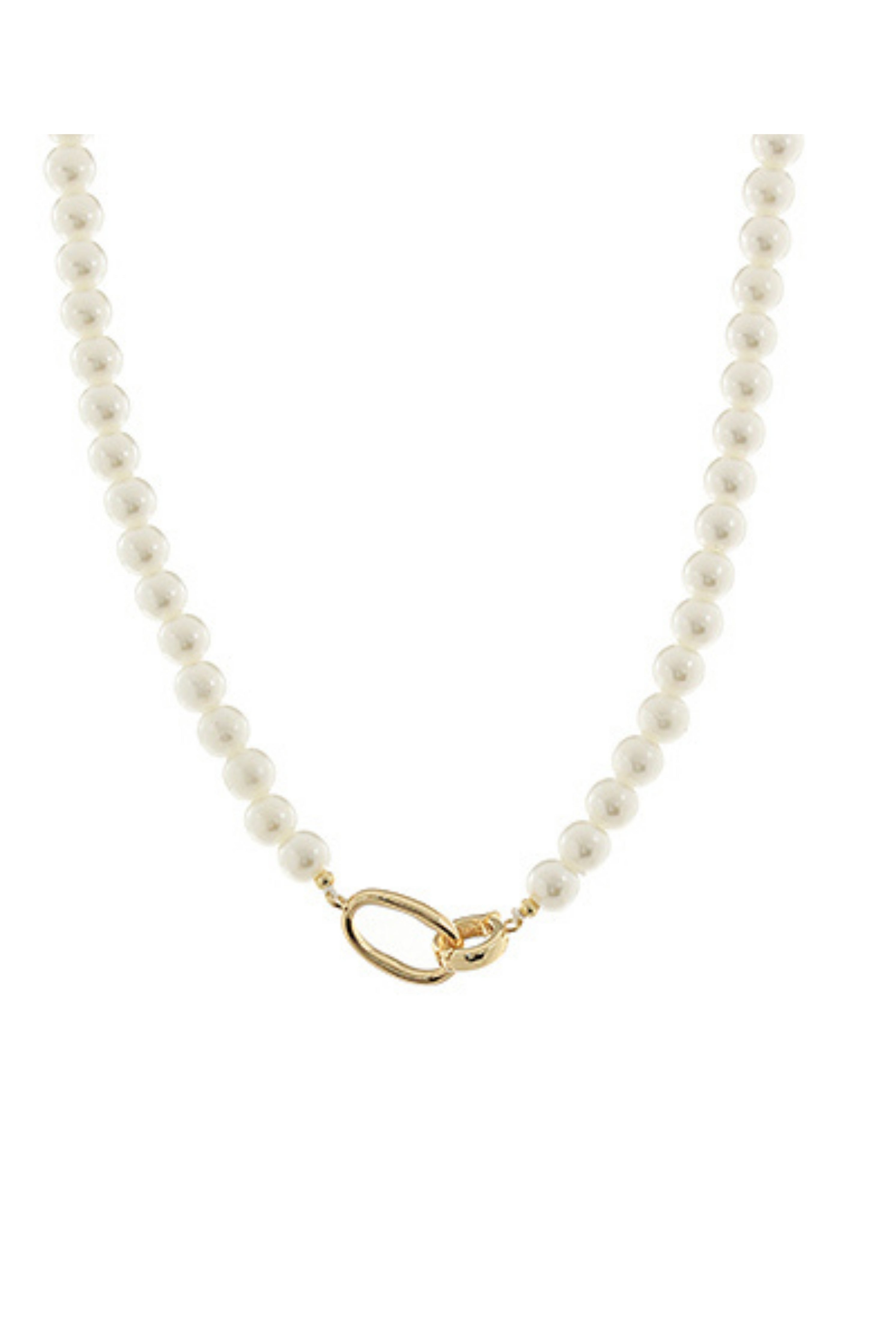 Pearl Bead Oval Link Necklace