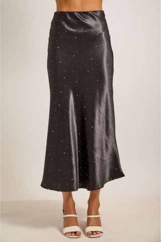 Rhinestone Satin Maxi Skirt