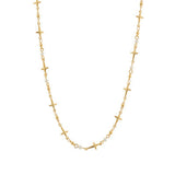 Cross & Pearl Link Chain Necklace