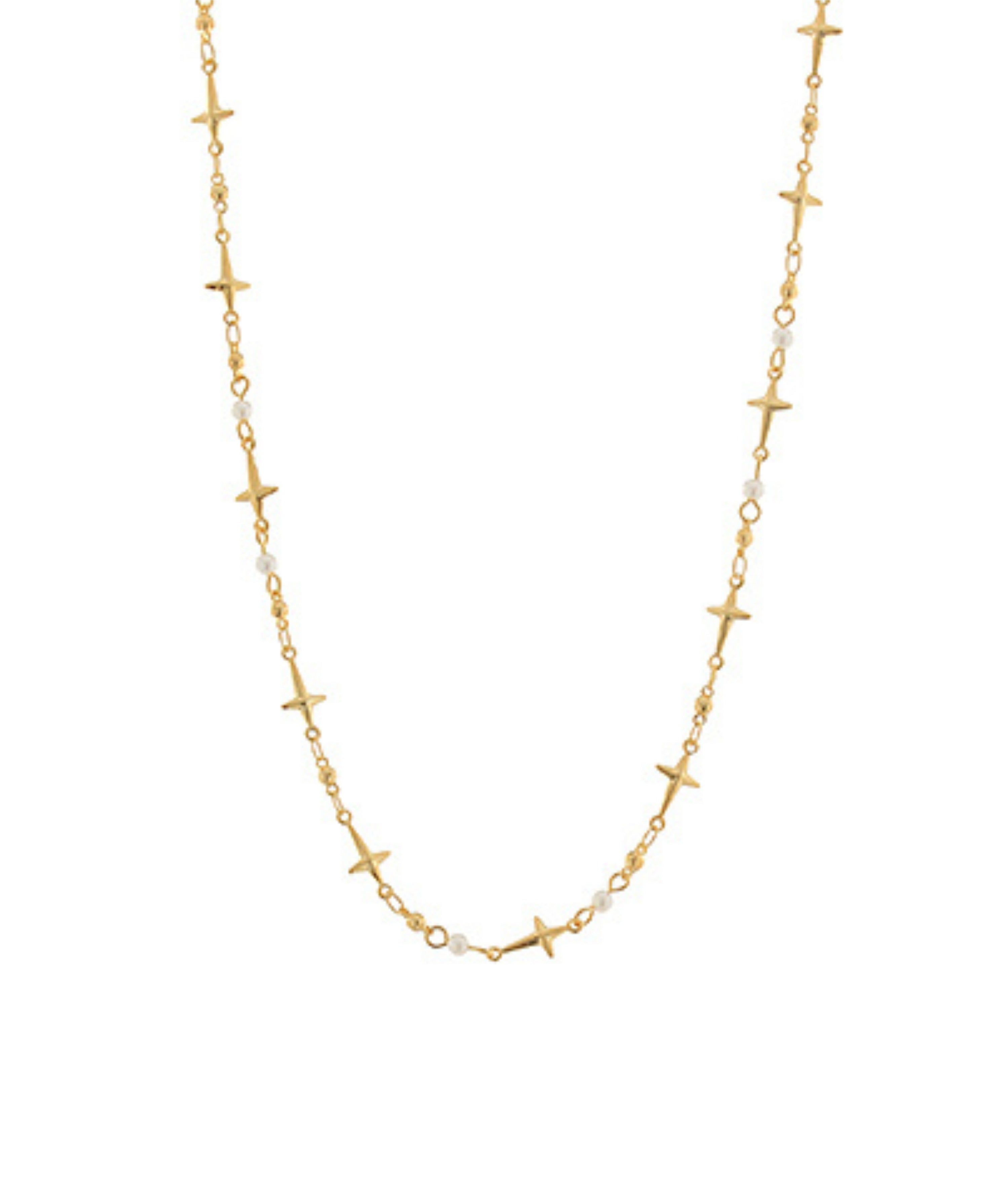 Cross & Pearl Link Chain Necklace
