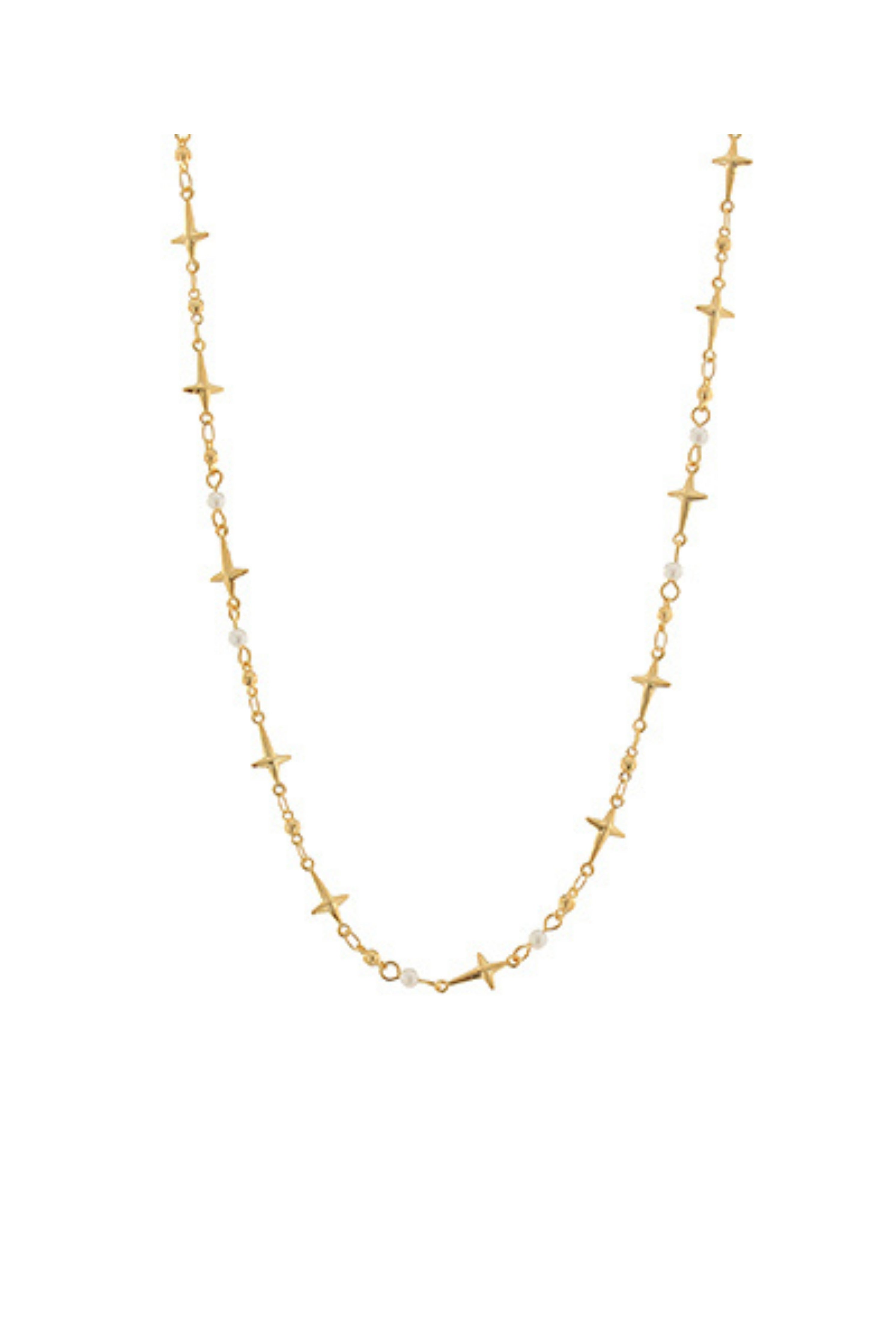 Cross & Pearl Link Chain Necklace