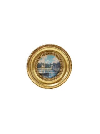 Gold Resin Mini Framed Art Magnet Round Bridge