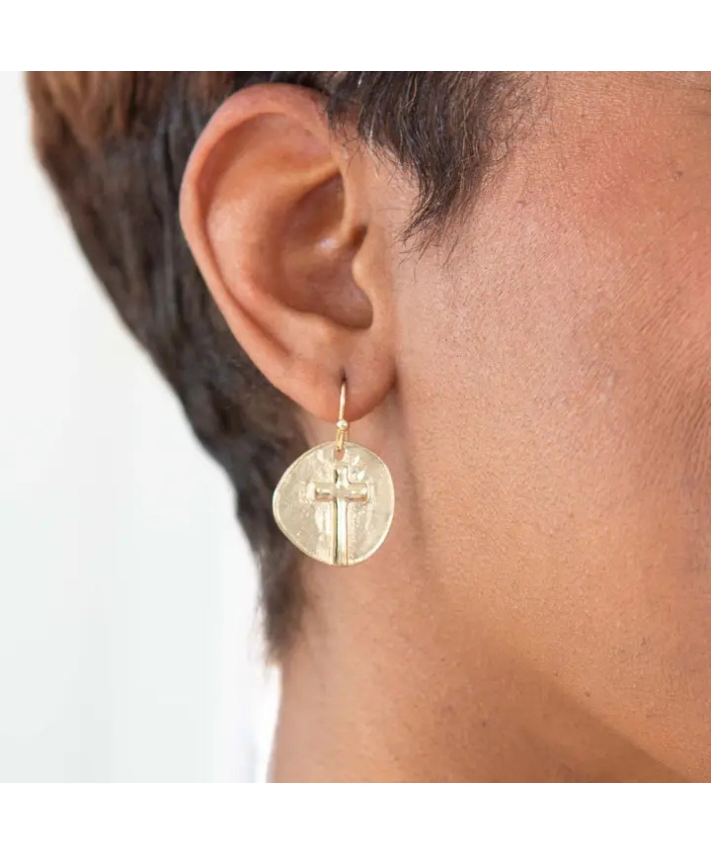 Ascension Cross Earrings – Gold Cross Dangle Earrings Religious Gift (detail view 2)