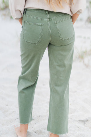 Raw Hem High Rise Ankle Jeans