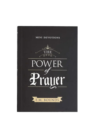 Book titled 'The Power of Prayer' by E.M. Bounds on a white background