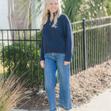 Quarter Zip Ribbed Knit Sweater