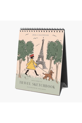 2026 Travel Sketchbook Desk Calendar