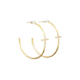 Gold Cross Hoops