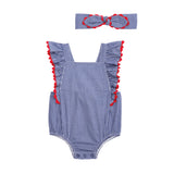Gingham Ric-Rac Bubble & Headband Set