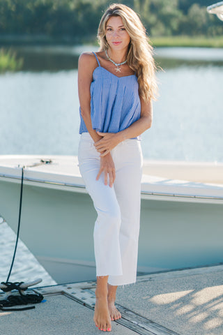 Pleated Striped Tank